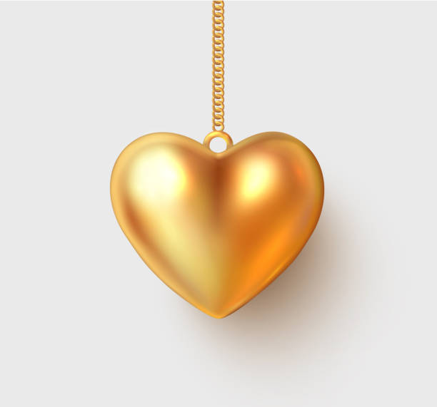 istock Gold 3d heart isolated on white background for St. Valentine's Day. 1093412810