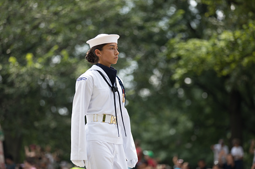 Washington, D.C., USA - July 4, 2018, The National Independence Day Parade, Members of the United States Navy, Marching down Constitution Avenue