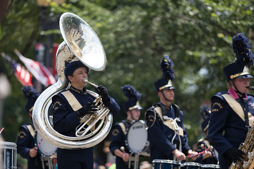 Washington, D.C., USA - July 4, 2018, The National Independence Day Parade, The Bald Eagle Area Marching Band, from Wingate, Pennsylvania