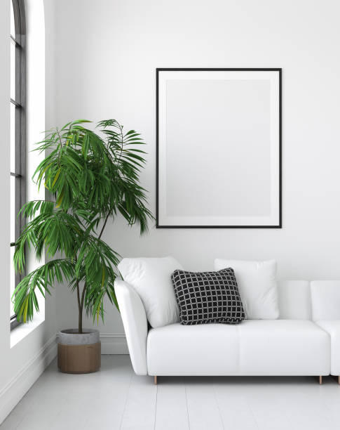 istock Mock up poster frame in interior background, Scandinavian style 1093437692