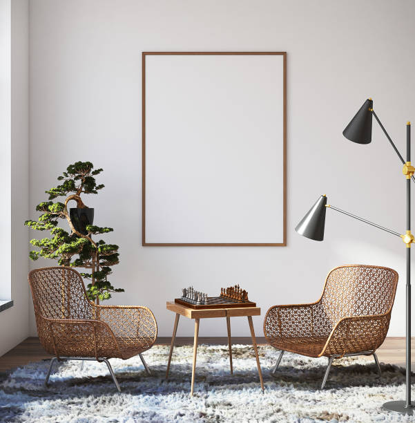 istock Mockup poster in hipster living room interior 1093437742