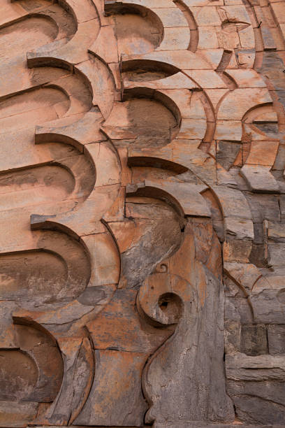 Carved wooden architectural detail, Marakesh Medina stock photo