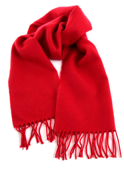 istock Red winter scarf isolated white background 1093449722