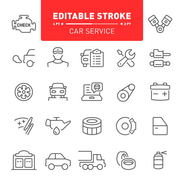 ilustrações, clipart, desenhos animados e ícones de ícones de serviço de carro - shock absorber car brake motor vehicle