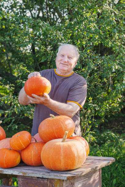 istock elderly men with pumpinks outdoor 1093468328