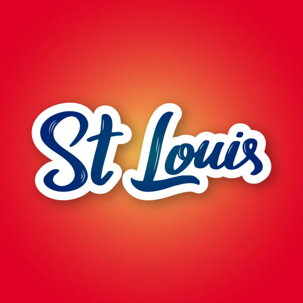 St. Loius - hand drawn lettering name of USA city. Sticker with lettering in paper cut style. Vector illustration. St. Loius - hand drawn lettering name of USA city. Sticker with lettering in paper cut style. Vector illustration. gateway arch st louis stock illustrations