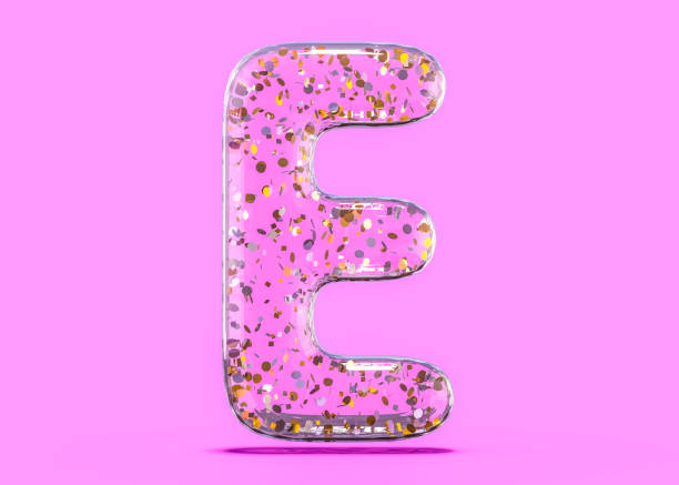 istock Letter E. Alphabet from transparent foil balloons. 3D 1093471348
