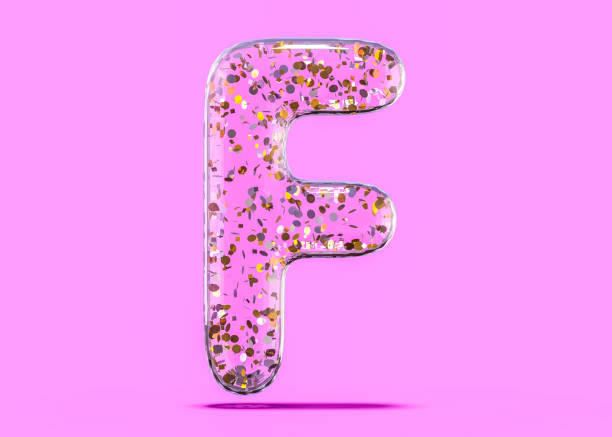 istock Letter F. Alphabet from transparent foil balloons. 3D 1093471352