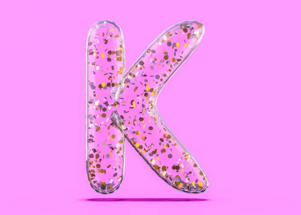 istock Letter K. Alphabet from transparent foil balloons. 3D 1093471400