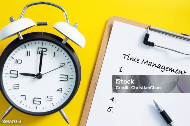 Time Management Concept With Clock Stock Photo - Download Image Now - Time, Survival, Organization