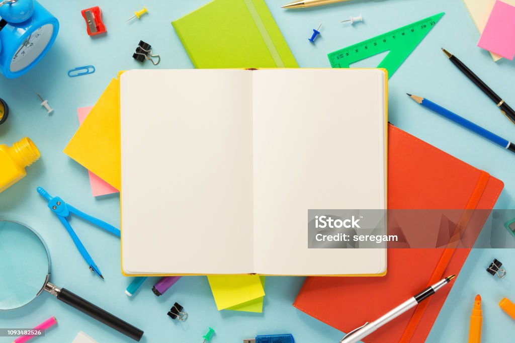Notepad And Notebook At Abstract Background Stock Photo - Download ...