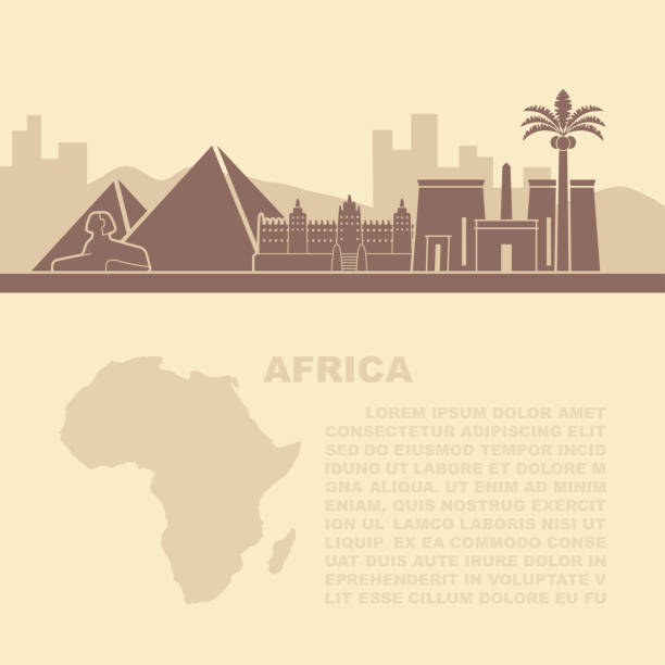 ilustrações de stock, clip art, desenhos animados e ícones de the layout of the leaflets with the architectural landmarks to africa and a place for text - luxor