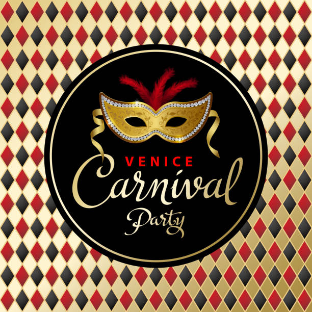 illustrations, cliparts, dessins animés et icônes de invitation fête de carnaval venise - square shape circle diamond shaped holidays and celebrations