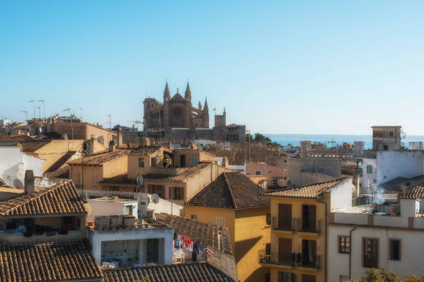 istock Panoramic view of Palma de Mallorca with ancient cathedral, Balearic islands, Spain 1093490592
