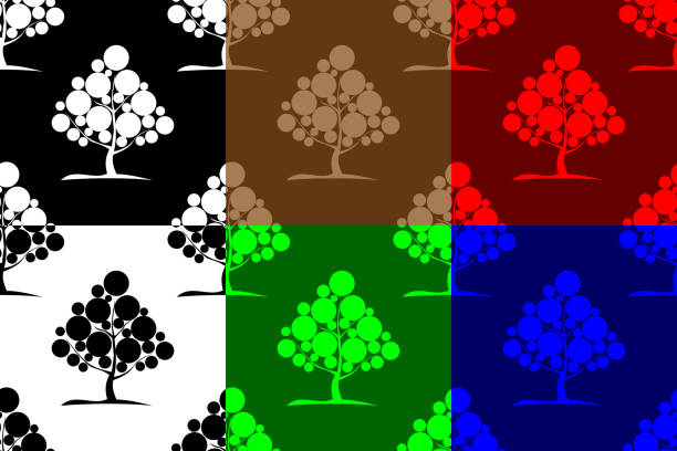 drzewo liściaste bez szwu wzór - chestnut chestnut tree backgrounds seamless stock illustrations