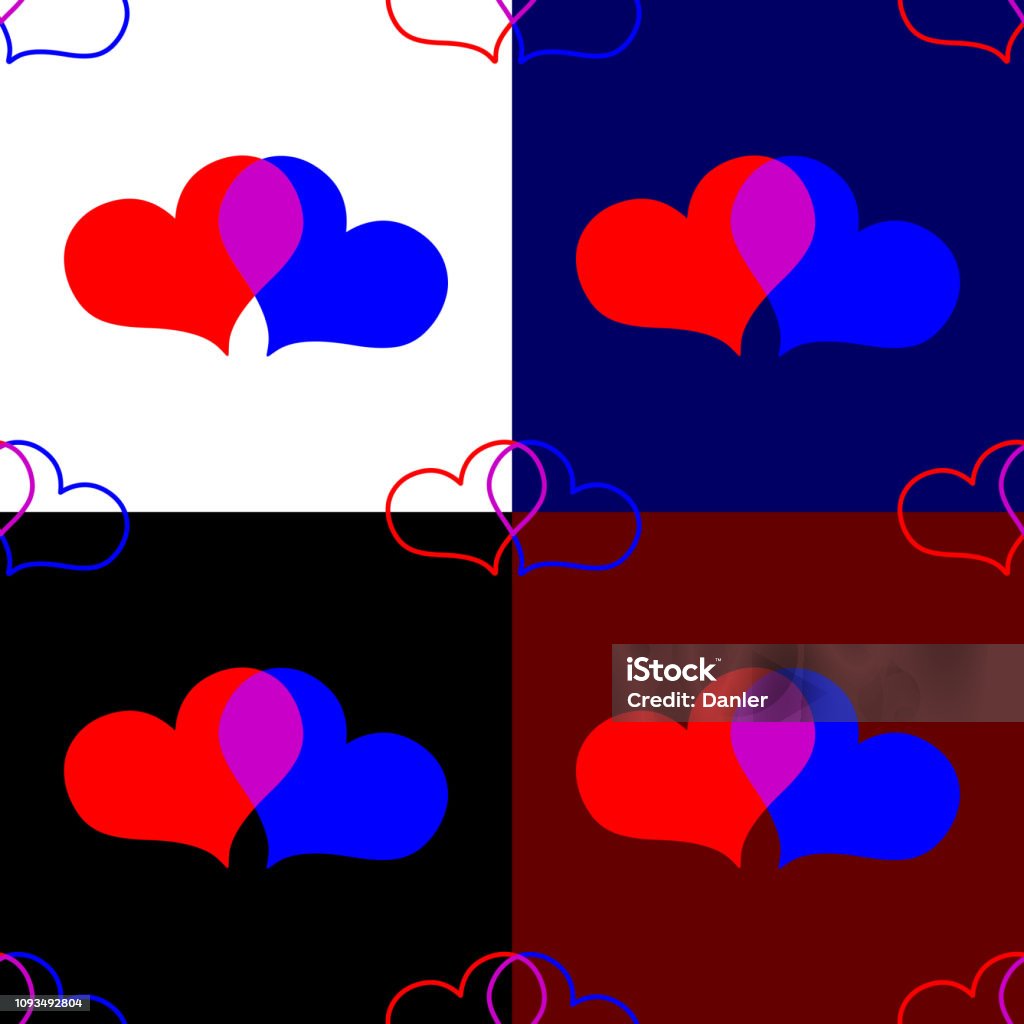 Two Hearts Pattern Two Hearts Seamless Pattern Stock Illustration - Download Image Now ...