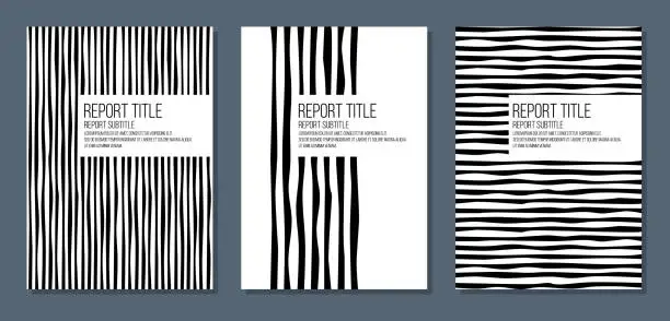 Vector illustration of cover for report brochure flyer with black and white curved stripes