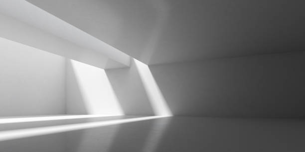 istock 3D stimulate of concrete interior space with sun light cast the shadow on the wall and floor,Perspective of minimal design architecture,3d rendering 1093503560