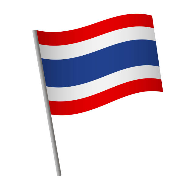 Thailand flag icon. Thailand flag icon. National flag of Thailand on a pole vector illustration. thai flag stock illustrations