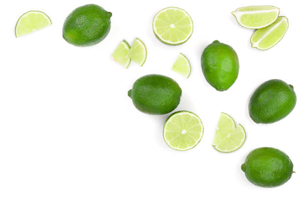 istock sliced lime isolated on white background with copy space for your text.. Top view. Flat lay pattern 1093505190