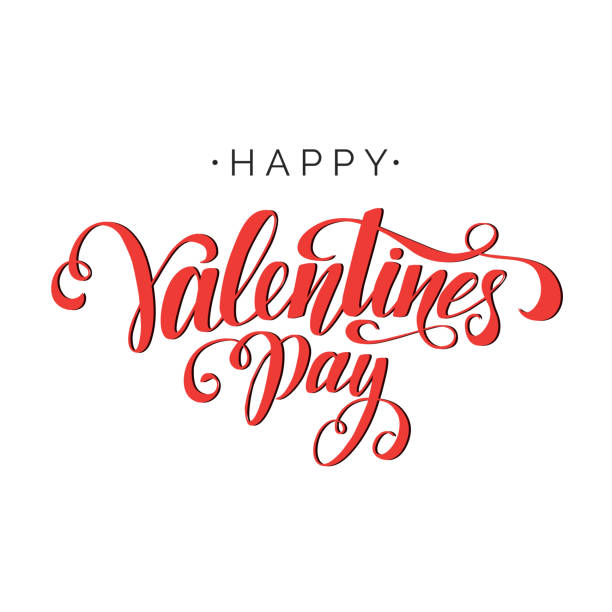 istock Happy Valentine's Day vector lettering. Hand written greeting card template for Valentine's day. Modern calligraphy, hand lettering inscription in red color. Isolated typography print. 1093508046