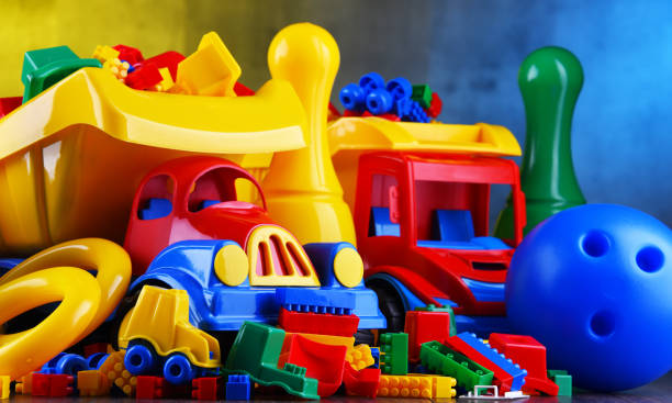 istock Composition with colorful plastic children toys 1093508258