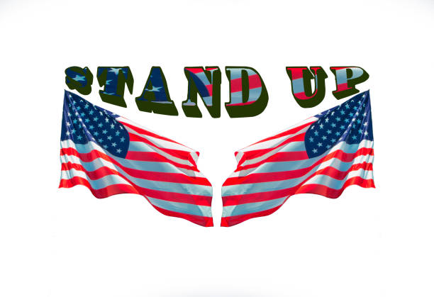 istock Stand up with two usa flags, for patriotic background concept 1093510924