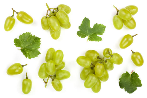 istock green grapes isolated on the white background. Top view. Flat lay pattern 1093512704