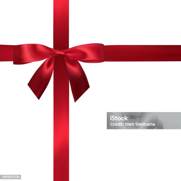 Realistic Red Bow With Red Ribbons Isolated On White Element For Decoration  Gifts Greetings Holidays Vector Illustration Stock Illustration - Download  Image Now - iStock