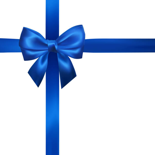 istock Realistic blue bow with blue ribbons isolated on white. Element for decoration gifts, greetings, holidays. Vector illustration 1093512814