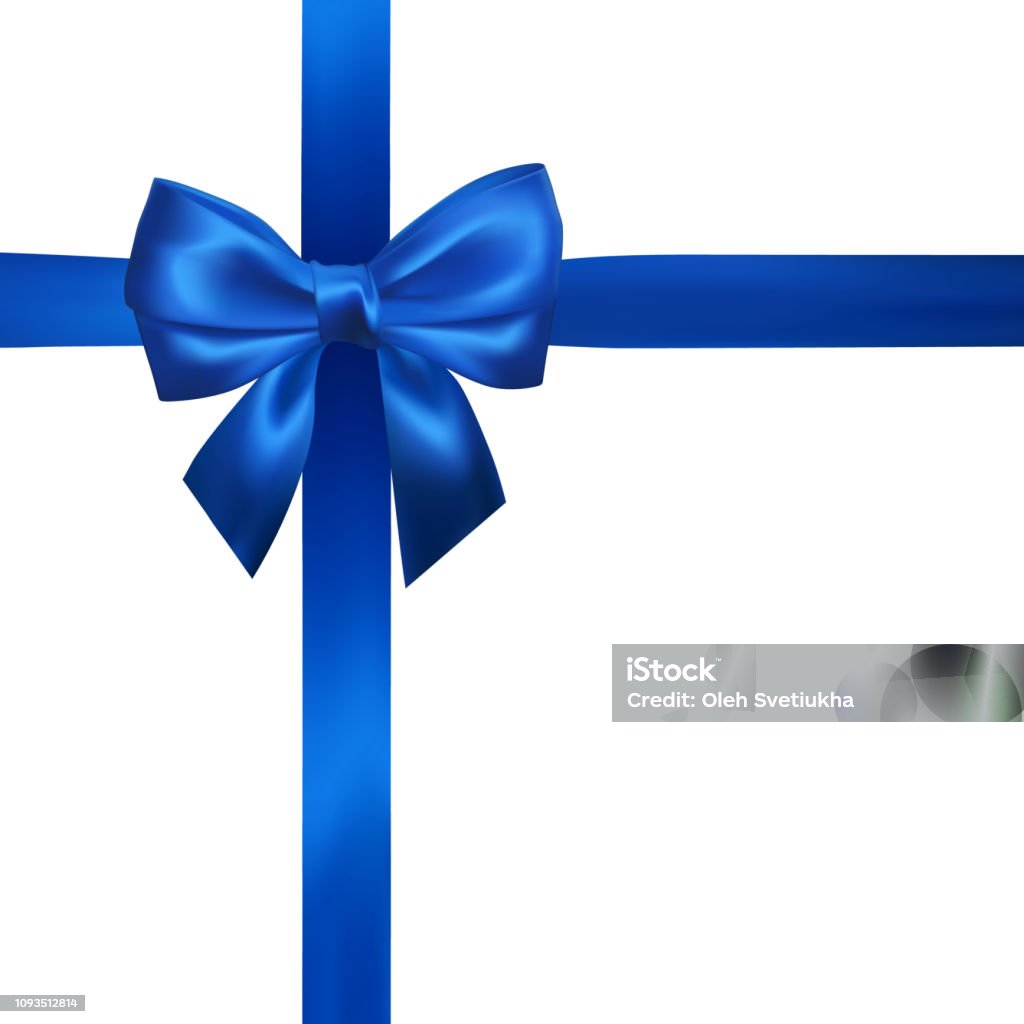 Realistic Blue Bow With Blue Ribbons Isolated On White Element For  Decoration Gifts Greetings Holidays Vector Illustration Stock Illustration  - Download Image Now - iStock