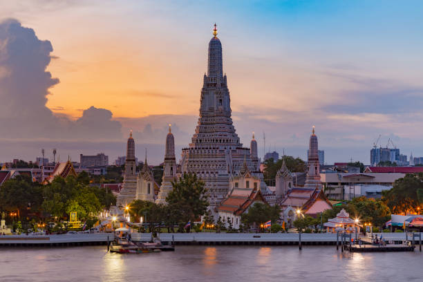 istock Arun temple river front with beauty sunlight sky background 1093514962