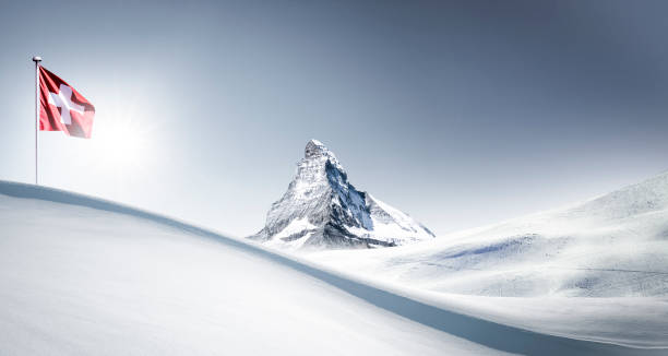 matterhorn en invierno - swiss winter fotografías e imágenes de stock