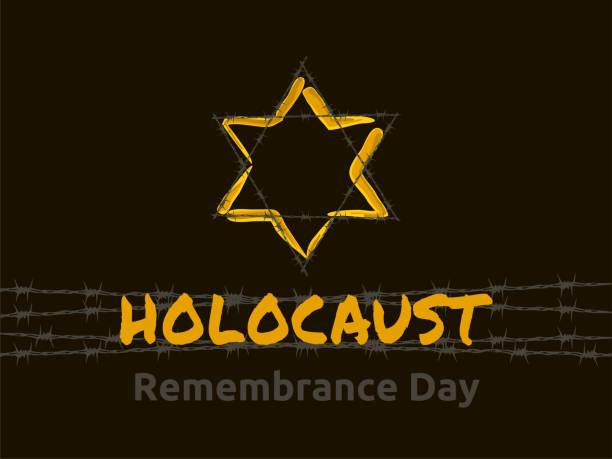 Holocaust Remembrance Day, vector illustration Holocaust Remembrance Day, january 27, Jewish star in the barbed wire, vector illustration nazism stock illustrations