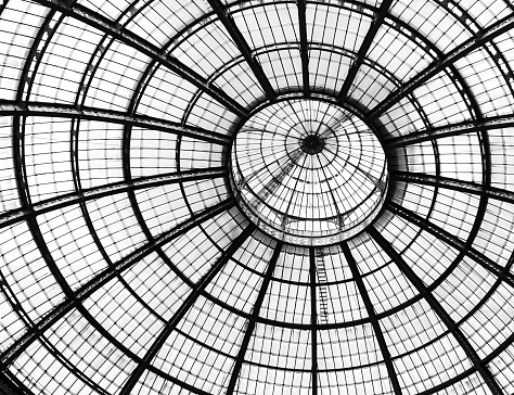Miland, Italy: April 14. 2017 - Glass dome of Galleria Vittorio Emanuele II shopping gallery. Milan, Italy
