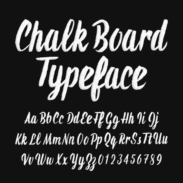 Chalk board typeface. Handwritten uppercase and lowercase letters and numbers. Chalk board typeface. Handwritten uppercase and lowercase letters and numbers. Stock vector alphabet font. writing on chalk board stock illustrations
