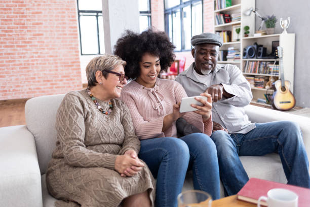 istock Family taking selfie at home 1093525836
