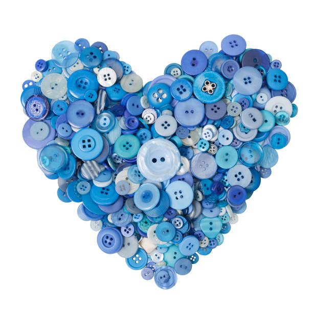 Heart Of Many Different Blue Buttons Stock Photo - Download Image