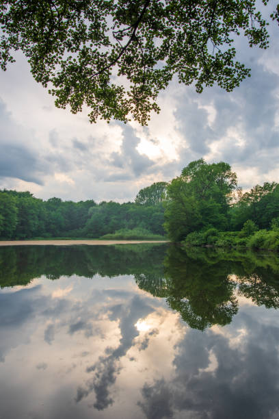 istock Pond  in Teutoburg Forest nearby Externsteine rocks, Germany 1093538024
