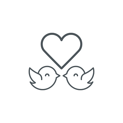 Loving birds line icon, vector illustration.
EPS 10.