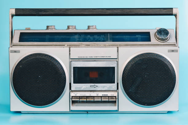 istock Vintage stereo on blue pasrel color background 1093545676