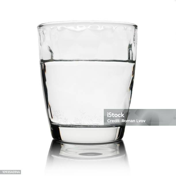 Glass With Drinking Water Isolated On White Stock Photo - Download Image Now - Water, Drinking Glass, Cup