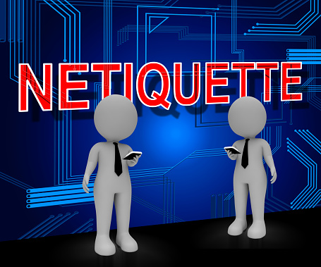 Netiquette Polite Online Decorum Or Web Etiquette. Civility Protocol On Networks And Tech - 3d Illustration