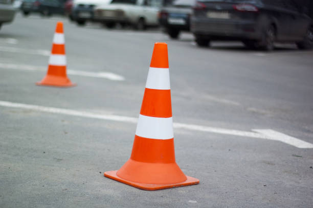 istock Car barriers on the road 1093554586
