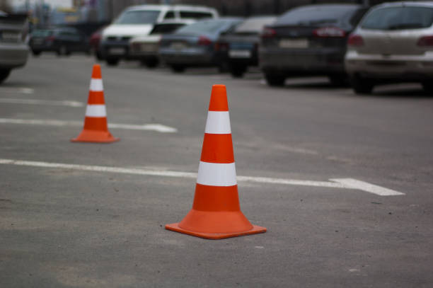 istock Car barriers on the road 1093554670