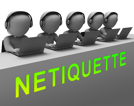 Netiquette Polite Online Conduct Or Web Etiquette. Civility Protocol On Networks And Tech - 3d Illustration