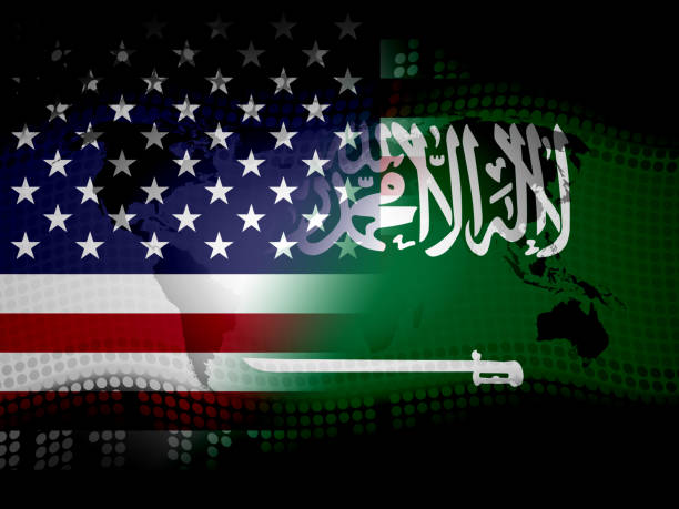 istock Us Saudi Arabia Flags And Relationship Or Trade - 2d Illustration 1093570062