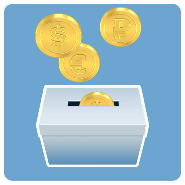istock Money investing in a box on a blue background. Raster illustration. 1093577882