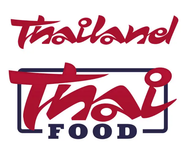 Vector illustration of Thailand and Thai Food lettering