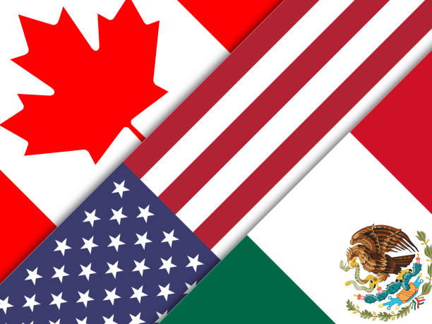 istock . Nafta Flags - Negotiation Deal With Canada And Mexico - 2d Illustration 1093585650